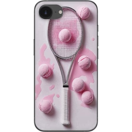 Kompatibel Mobilcover til Apple Apple iPhone 16e Rosa glaskugler og tennisketsjer i et kreativt stillbillede med legende popfølelse og moderne design