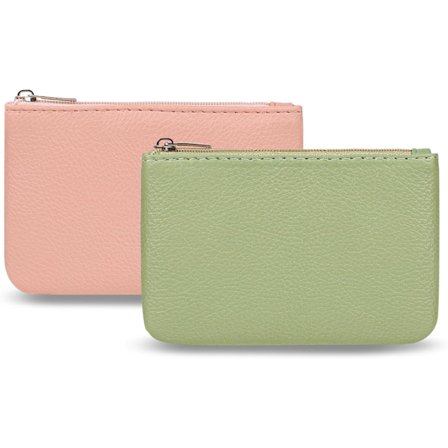 2-pack myntbörs, bärbar PU-läder myntbörs med dragkedja, mini växelplånbok, liten myntbörs för kvinnor Cr