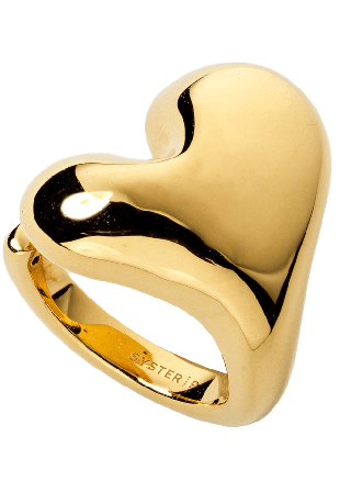 Syster P Bolded Heart Ring Ringar Dam Guld 7