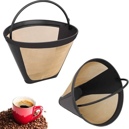 Pakke med 2 kaffefiltre, permanente kaffefiltre, rustfrit stål kaffefiltre, mesh kurv