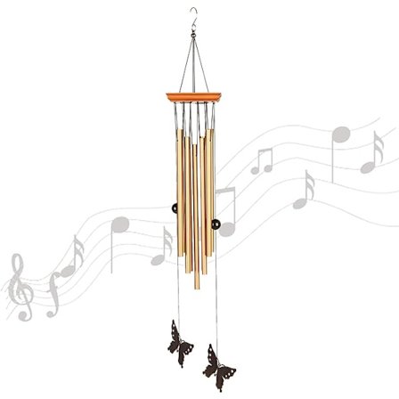 Vindspel för utomhusfjärilar Aluminiumrör Vindspel med S-krok Minnesgåvor Vindspel Rea 28 tum Trä Vindspel Dekor för Garde