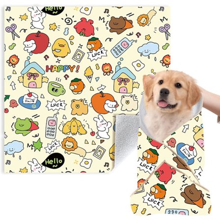 Kattestellpose for klipping av klør, rengjøring av ører og børsting av tenner, selvklebende, bittbestandig, ripebestandig, gul 55x55cm