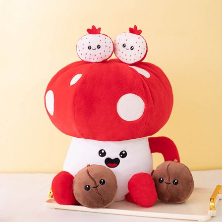 En påse kakor, hjärtformade bön snacks, kuddar, plyschleksaker, en påse fladdermössdockor