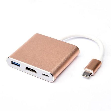 USB C til HDMI Multiport Adapter, HDMI 4K Output USB 3.0 Port og USB-C Opladningsport, USB-C Digital AV Multiport Adapter Kompatibel med MacBook, MacB