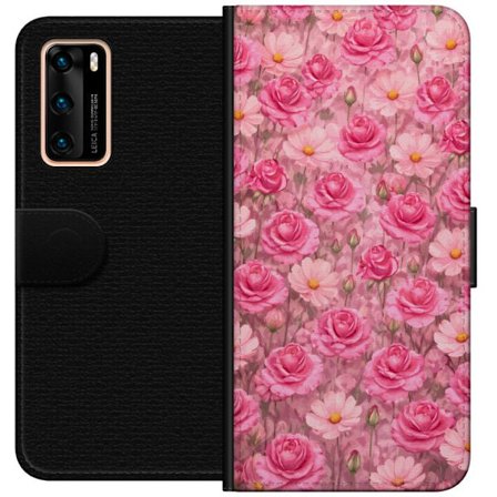 Kompatibelt Lommeboketui til Huawei P40 Petal Reverie Blush Rose
