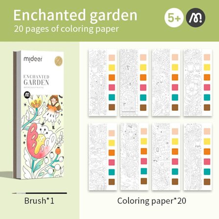 Mideer Farvebog 20 Sider Akvarel Papir Hvid Karton