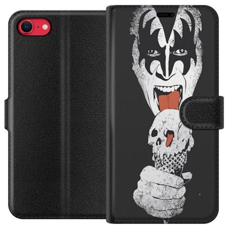 Yhteensopiva Lompakkokotelo Apple iPhone SE (2020) Kiss Jäätelökallo ikonisella meikillä ja jäädykepaloilla kallojen muodossa, tummanpuhuva ja rock-he