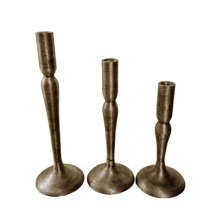 Lysestagesæt, 3-delt, guld antik aluminium