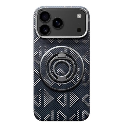 Mobilskal till iPhone Air MagSafe Kevlar Metal Ring - Geo Metric Blå
