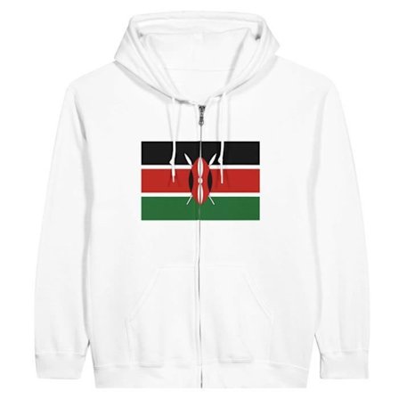 Sweatshirt med lynlås - PIXELFORMA - Kenya flag - Hvid - Lange ærmer - Unisex