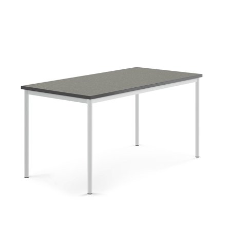 Tisch SONITUS, 1600x800x760 mm, Linoleum dunkelgrau, weiß