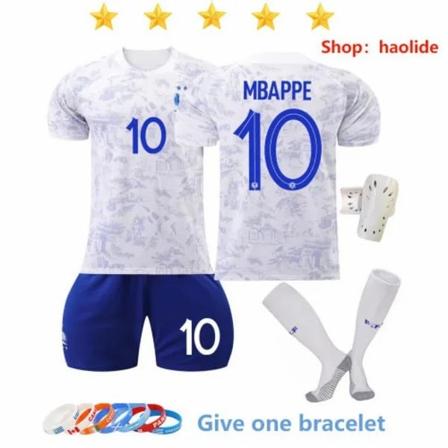 2223 Frankrig udebanetrøje størrelse 10 Mbappe fodboldtrøje børne fodboldtrøjesæt 22