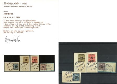 Danmark 1918 - AFA 85x-87x og 89x - Stemplet