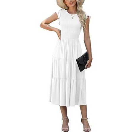 IC Dam Sommar Casual Kortärmade Klänningar Vita