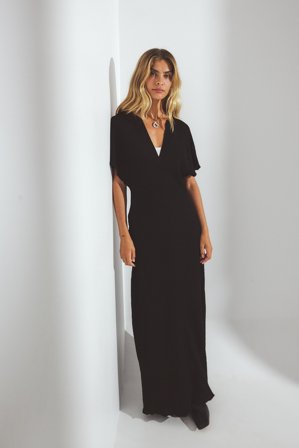 NA-KD Crinkle Short Sleeve Midi Dress - Efterårskjoler - Sort - EU 40