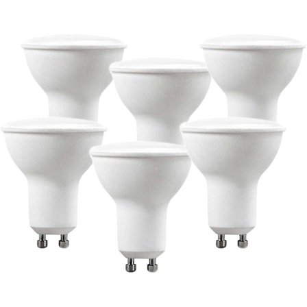 Gu10 5w 220v 400 Lumen Led-lampa, 120 graders vinkel, opaldiffusor, 6000k(x6, kallvitt) [energiklass A++]