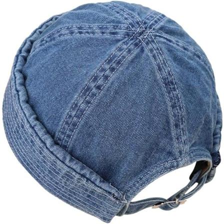 Skyggeløs hatte justerbar læder spænde gade casual docker beanie kraniehætter