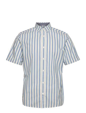 Striped Shirt Kortermet Skjorte Blå Tom Tailor*Betinget Tilbud