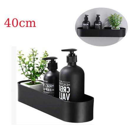 40 cm dusjhylle uten boring, selvklebende dusjhylle i rustfritt stål, svart