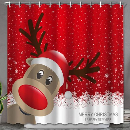 72 x 72 Tommer Julebruskurtain, Rensdyr Badekurtain med