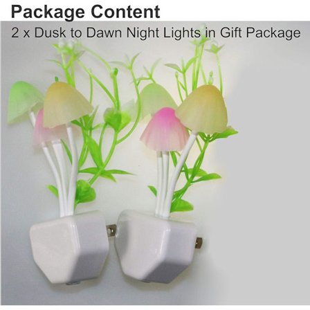 2-pakks LED-sensor nattlys med stikkontakt, fargeendring