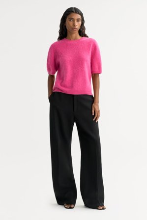 Soft Goat - Brushed Short Sleeve - Women cashmere sweater - M - Fuchsia