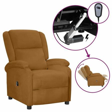 Vidaxl Elektrisk Massagefåtölj Brun Sammet Brun