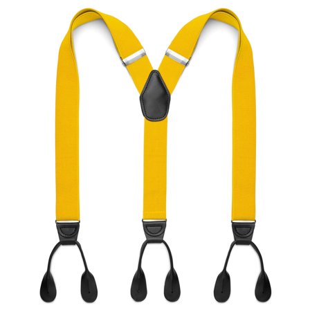 Szerokie złocisto-żółte szelki na guziki dla mężczyzn - Szelki na guziki