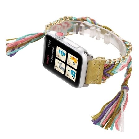 Apple Watch Series 4 44mm fashionabelt vävt klockarmband - Gul