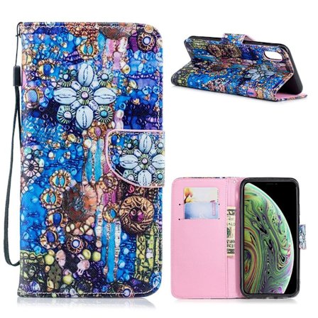 iPhone Xs Max kuviollinen lompakko suojakotelo missä kuviollinen pinta - Värikäs Kuvio