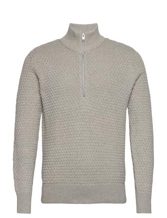 Slhremy Ls Knit All Stu Half Zip W Camp Knitwear Half Zip Pullover Harmaa Selected Homme
