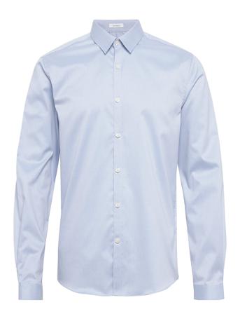 Plain Twill Stretch Shirt L/S Skjorte Business Blå Lindbergh