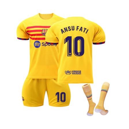 (FC Barcelona 2023 Fourth Ansu Fati #10 Fotbollströjasatser för barn, vuxna 2XL(185-195CM)