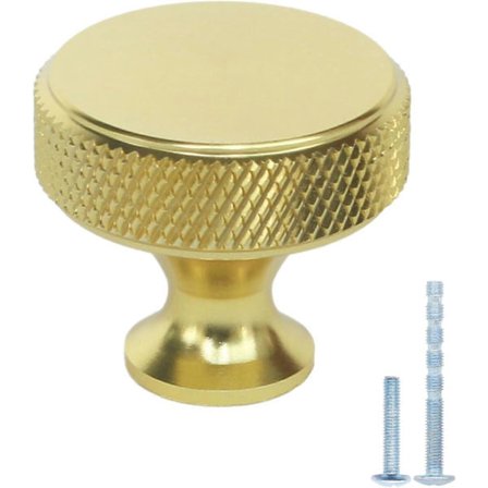 10-pak Guld Skabsknopper Riflet Kommodeknopper, Børstet Messingknopper til Skabe Guld Skuffeknopper, Massivt Aluminium Køkkenskab Hardware (Diameter