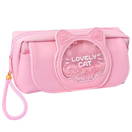 Lærred Penalhus med Sød Kat Kreativt Penalhus Dobbelt