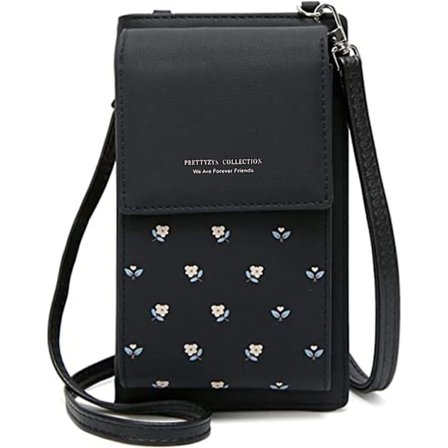 Dame Crossbody Telefon Taske Læder Mønt Mobiltelefon Pung Mini Mobilpung Skulder med Rem og Kortspor