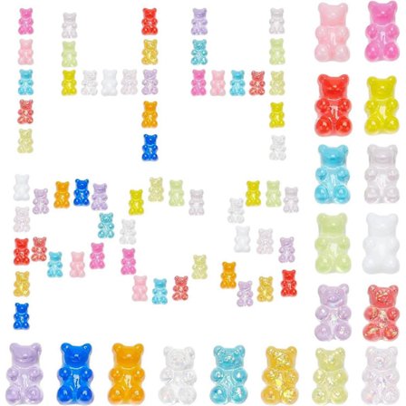 144 stk. 18 farver Bjørn Resin Cabochons Slik Gummy Bjørn Flatbacks Tegneserie Cabochon Farverige Bjørn Charms