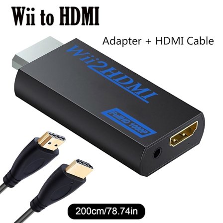 Wii til HDMI Konverter Adapter 1080p Output Video 3.5mm Audio Med 2M HDMI Kabel