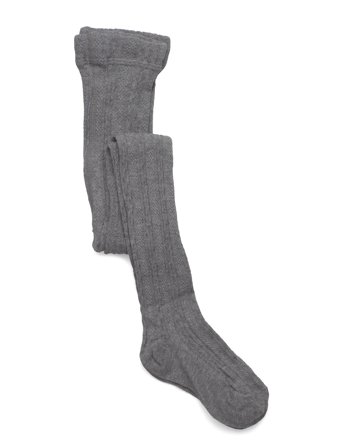 Geggamoja Cable Knitted Stockings Grey Melange - Grey - 98-104