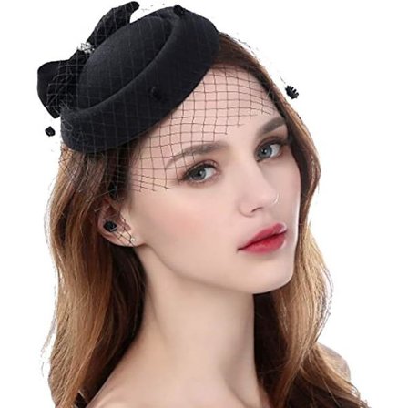 Vintage sløjfe slør hat side klip mini top hat pille æske hat del