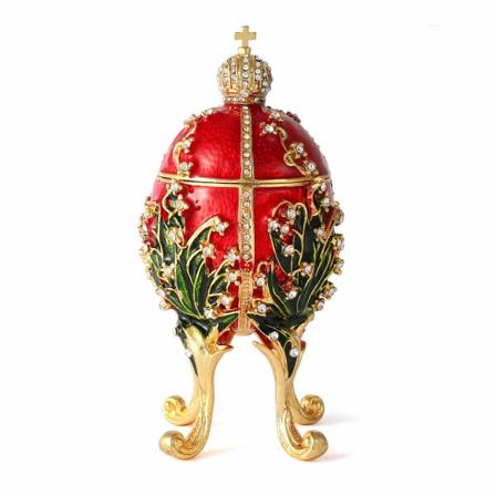 Vintage håndmalet Fabergé æg stil hængslet smykkeskrin med rig emalje og funklende rhinestones, unik gave til boligindretning