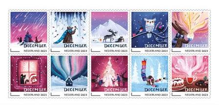 Holland - Decemberfrimærker - Postfrisk halvark med 10 frimærker