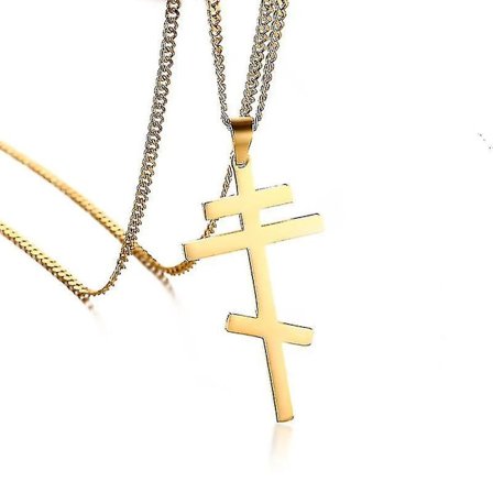 Vantage Ortodokse Kors Vedhæng Halskæde Mænd Kristne Symboler Rustfrit Stål Byzantinsk Kors Smykker Guldfarve
