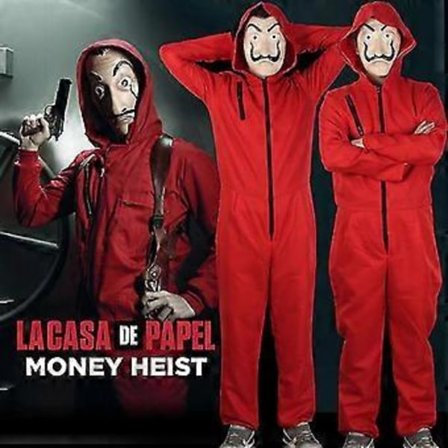 Salvador Dali La Casa De Papel Udklædning Kostume Money Heist Cosplay Jumpsuit Maske Rollespil Fest Performance Outfit -NMAOV(L Kostume og Maske)