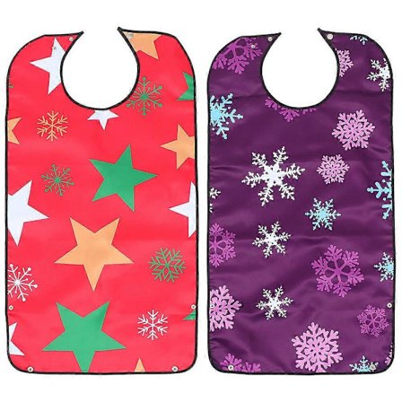 2 stk. Jule Voksen Hagesmæk Dekorativ Voksen Hagesmæk Ældre Mad Hagesmæk Senior Hagesmæk Justerbar Rem Hagesmæk