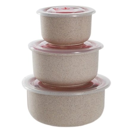 Bento Box Lunchlåda i Vetestrå Eco-Friendly Salladsskål med Lock Kan Vara Mikrovågsugn Matförvaringsbehållare Krämig-Vit