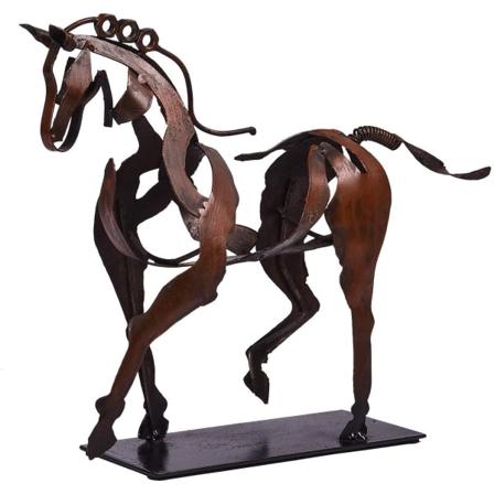 Metallhesteskulptur Adonis dekorativ, 3D håndlaget gjennombrutt hest, rustikk stående cowboyhestestatue, gave til ryttere (med lys)