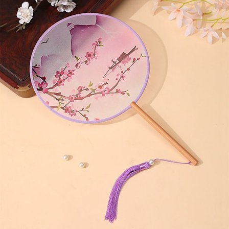 1 st Silk Fläkt Rund Handfläkt 07 07