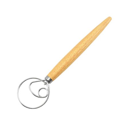 JiKaiX Tanskalainen taikinavispilä tammikahvalla, ruostumattomasta teräksestä valmistettu jauhosekoitin, munien ja kerman sekoitusraudat, 