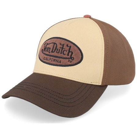 Von Dutch - Beis trucker Gorra - Oval Patch Brown/Beige A-Frame Trucker @ Hatstore